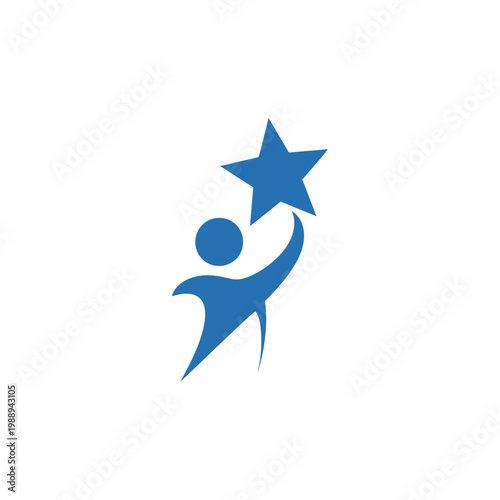 Abstract illustration of a person reaching for a blue star.