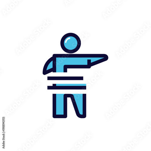 Abstract illustration of a person pointing to the right side.