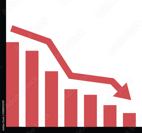 Red bar graph showing a downward trend