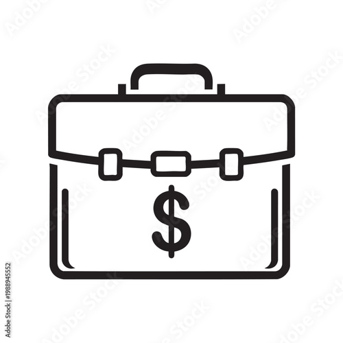 briefcase with dollar sign inside cut out isolated illustration on transparent background layout