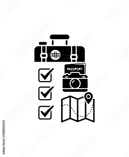 Travel Essentials Checklist Vector Icon Set