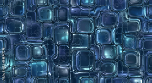 Abstract Blue Glass Tiles Geometric Pattern Texture