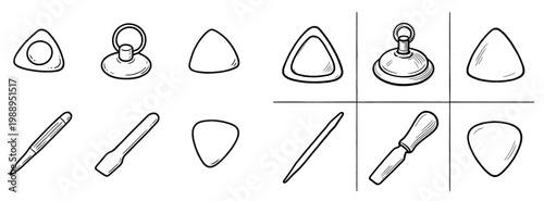 Repair icons with triangle pick suction cup outline