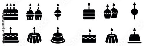 Celebration icons with cake cupcake lollipop flat