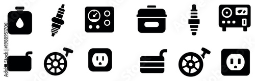 Automotive icons with can plug panel minimal