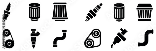 Automotive icons with plug filter belt flat