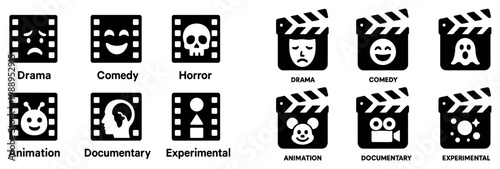 Movie icons with clapper mask skull minimal