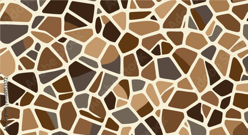 Tableau sur toile Seamless abstract vector pattern featuring geometric stone shapes in a natural earth-tone color palette