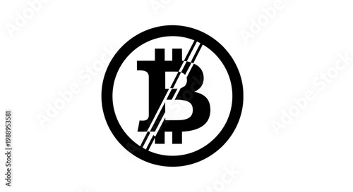 Bitcoin Ban or No Crypto Currency Symbol Icon.
