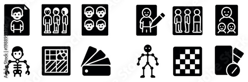 Personnel icons with profile group mannequin bold
