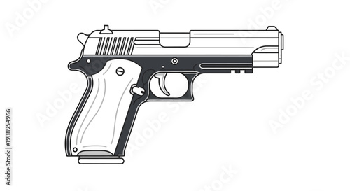 Handgun Side View Illustration.