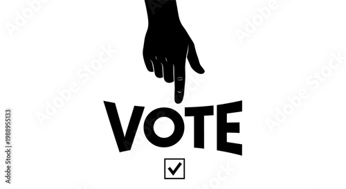 Hand Pointing to VOTE Text with Checkmark Box Vector Illustration