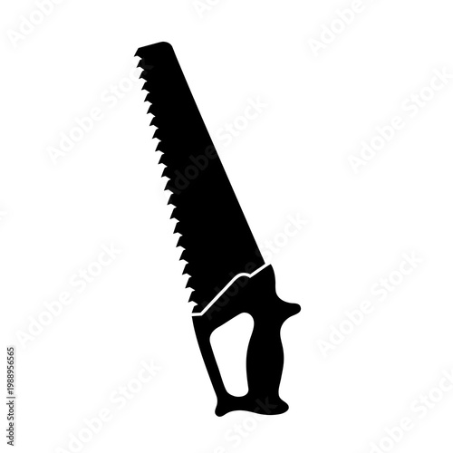 Hand saw, black silhouette, cutting tool, carpentry icon, vector