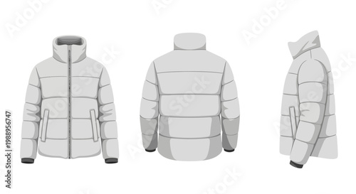 White Puffer Jacket Views.