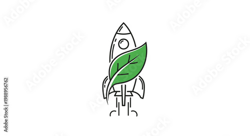 Rocket with green leaf eco friendly.