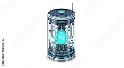 Small cylindrical electronic device with screen.