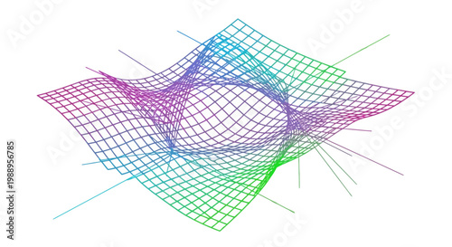 Colorful 3D wireframe mesh model.