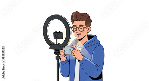Man Holding Ring Light.