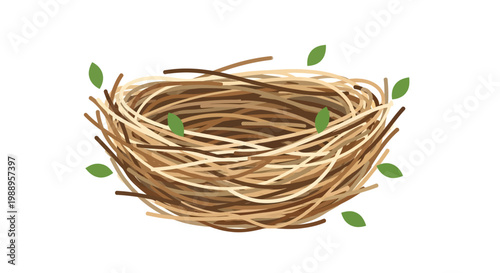 Birds Nest with Leaves.