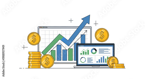 Financial Growth Charts Display.
