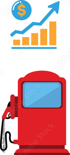 Petroleum Market Finance Illustration and Rising Fuel Cost, Oil Price Increasing Chart with Barrel