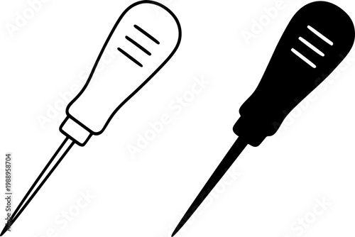 Bradawl minimalist icon in outline and silhouette design, isolated on transparent background