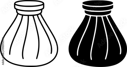 Ice pack minimalist icon in outline and silhouette design, isolated on transparent background