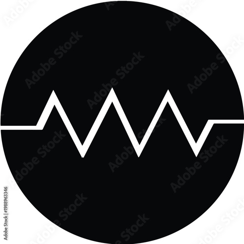 Resistor in Circle Solid Icon Electronic Component Vector