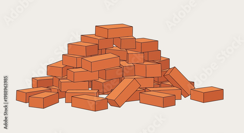 A pile of red bricks stacked.