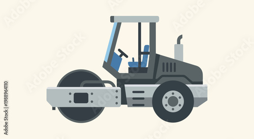 Road Roller Construction Vehicle Machine.