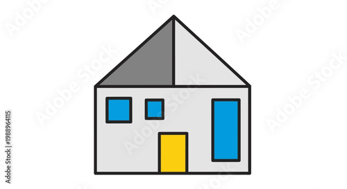 Simple Cartoon House with Roof.