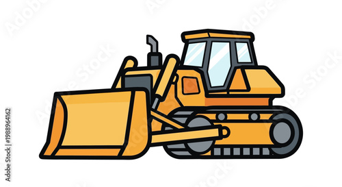 Yellow Construction Bulldozer Heavy Equipment Machine.