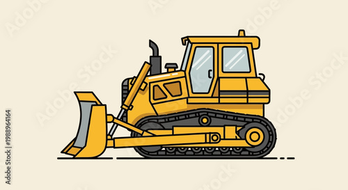 Yellow Bulldozer Construction Equipment Machine.