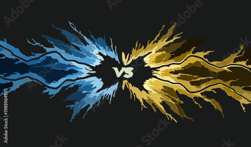 A vector graphic illustration of a competitive versus symbol in blue and gold colors