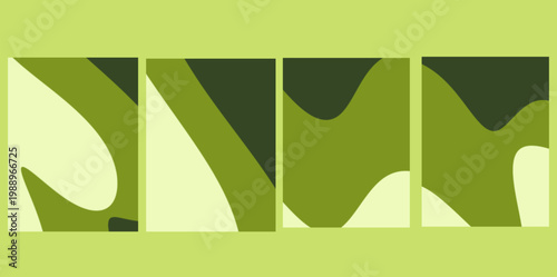 Set earthy green wavy graphic background. Set A professional vector illustration with bold green tones and fluid wavy patterns, ideal for eco-friendly branding and natural-themed digital projects.