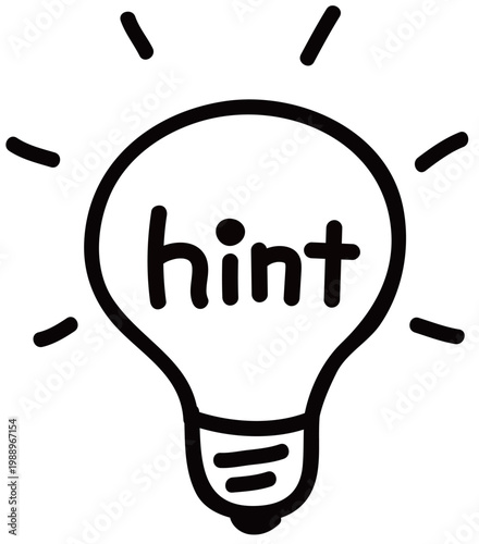 電球　電気　ヒントのアイコンの線画