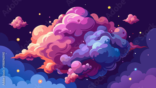 A colorful cloud with a purple and blue hue