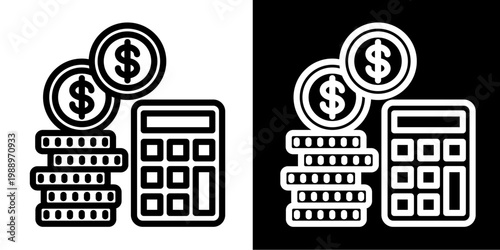 Money Bag Icon Set White Style Collection