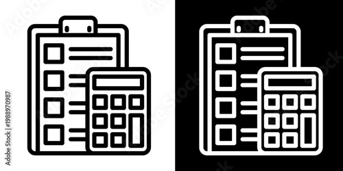 Balance Sheet Icon Set White Style Collection