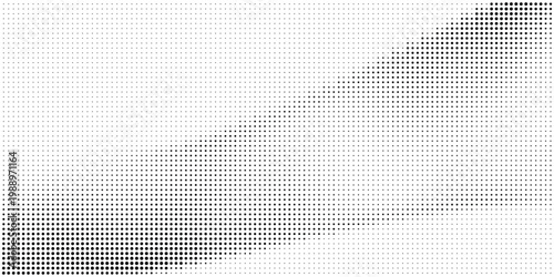 Monochromatic halftone dot background with scattered abstract shapes black and white screen print digital art halftone scattered
