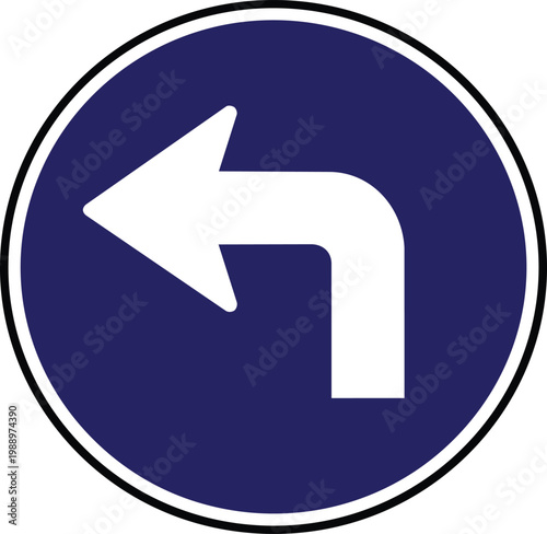 Traffic Sign Arrow Pointing Left Curve.