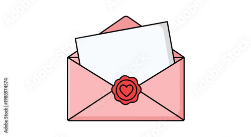 Illustration of an envelope with a letter and wax seal