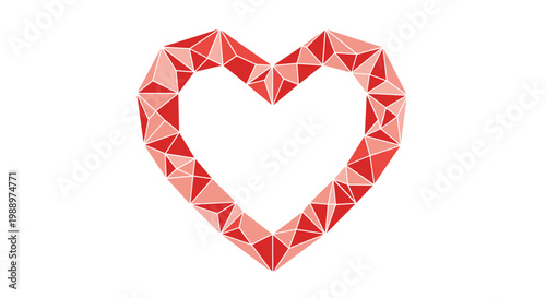 Geometric heart shape made of red triangles