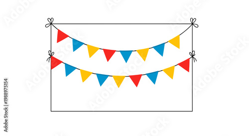 Colorful pennant banners hanging for celebration or party decoration