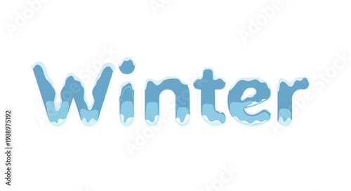 Winter themed text with icy blue font and snowflake accents