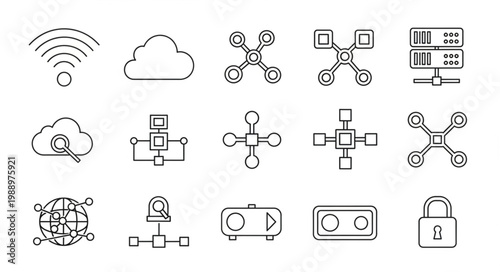 Collection of Technology and Network Icons.