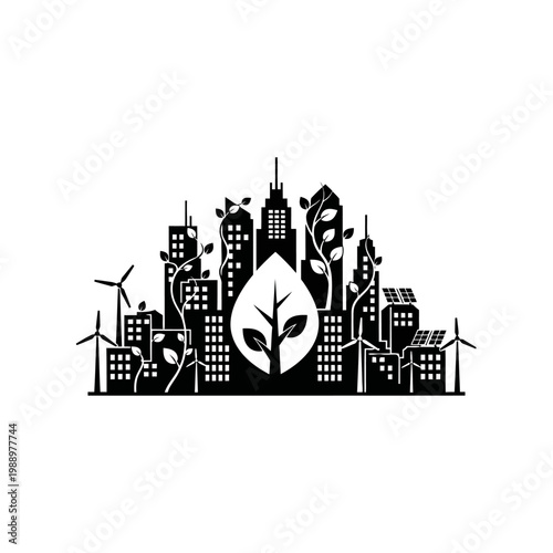 Eco Friendly City Green Leaf Logo.
