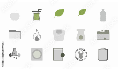  Nutrition and health line icon set – diet, detox and BMI vector collection