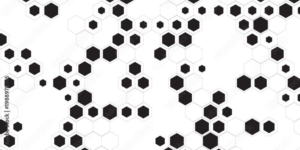 Fototapeta premium abstract black outline bee honeycomb vector background.
