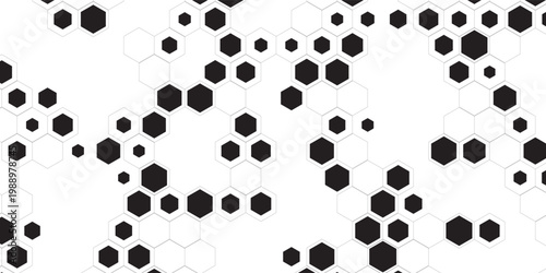 abstract black outline bee honeycomb vector background.